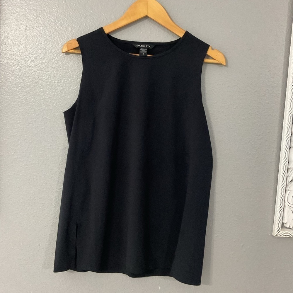 Athleta black athletic tank top with  front slits on front size small